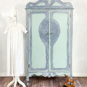 Hand-painted Armoire, Blue, Purple Armoire, Custom Order, SAMPLE
