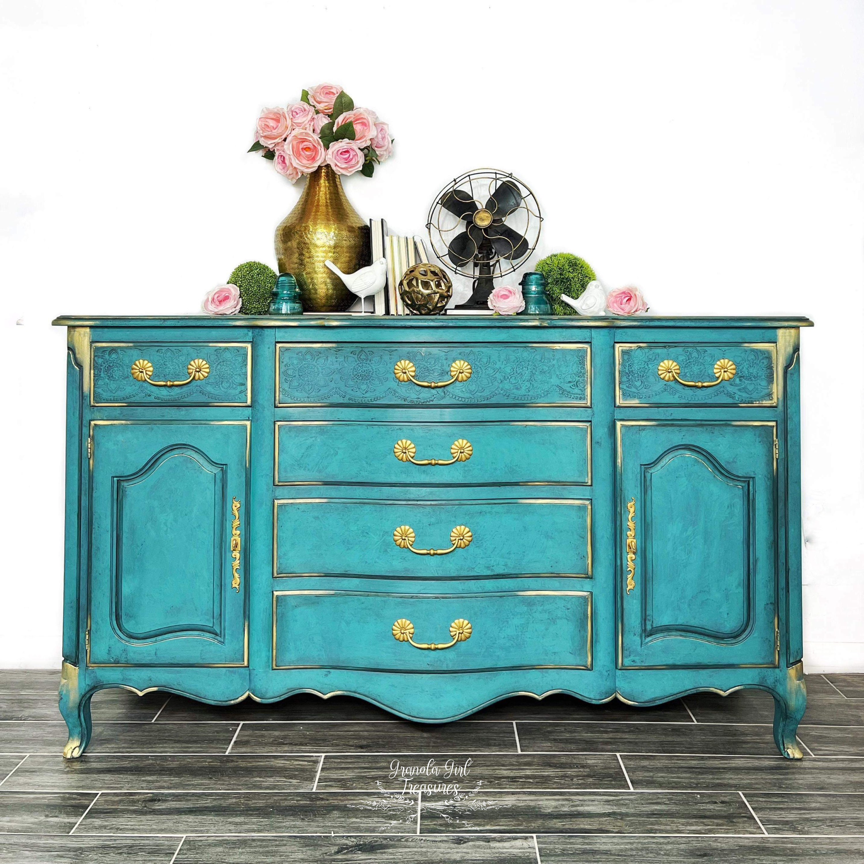 Teal Painted Chest of Drawers - Etsy