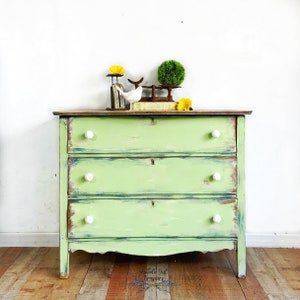 Country farmhouse Green Vintage Dresser, Custom Order