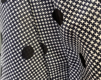 Dotted fabric /Vintage Crepe fabric/ Black Polka dot fabric