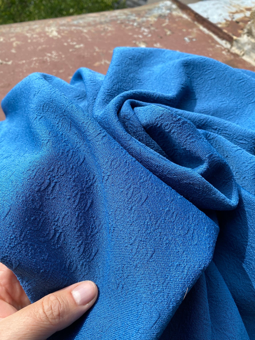 Vintage Blue Crimplene Fabric - Etsy