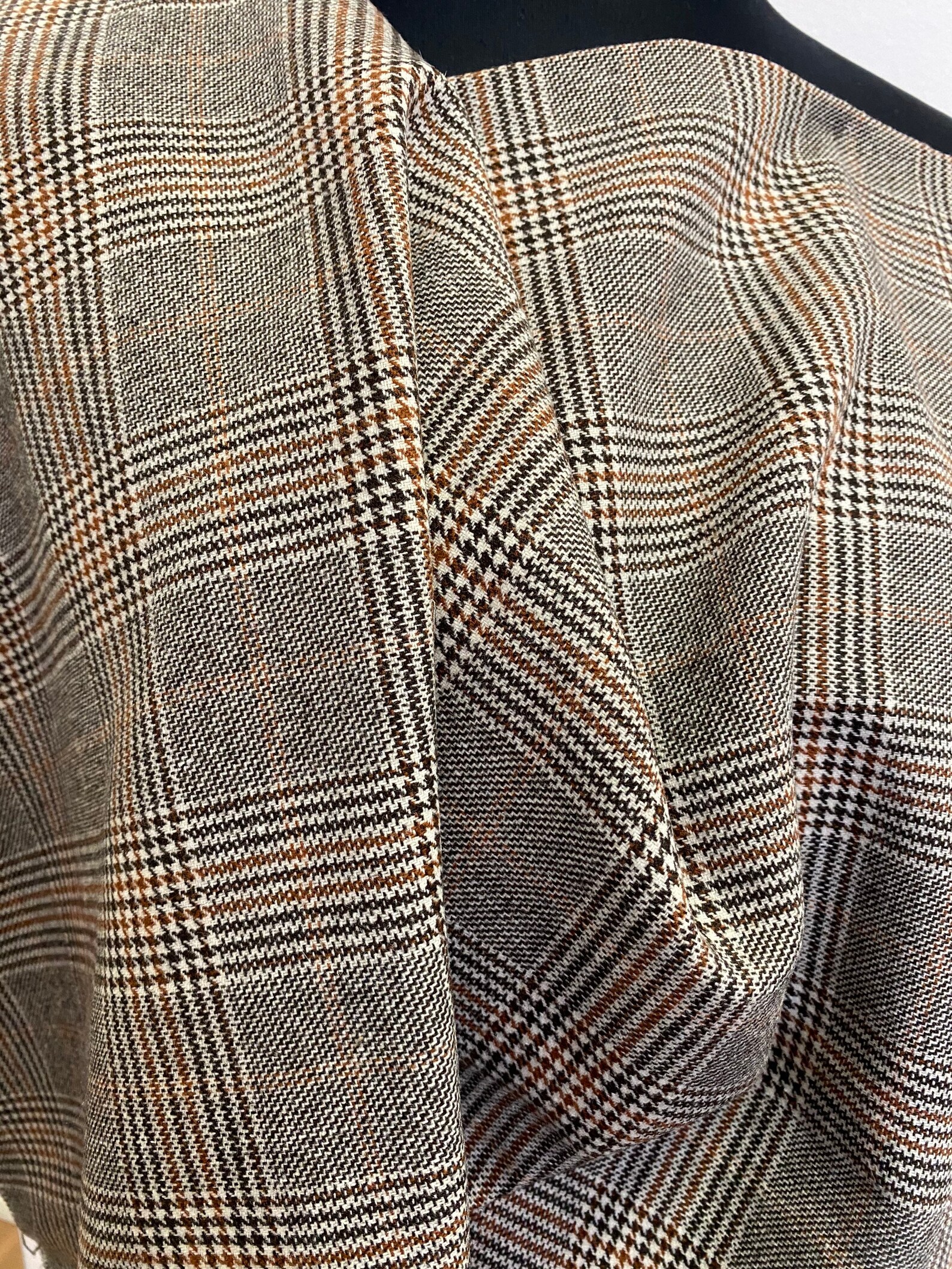 Vintage wool fabric/ Tweed fabric/ Plaid wool | Etsy