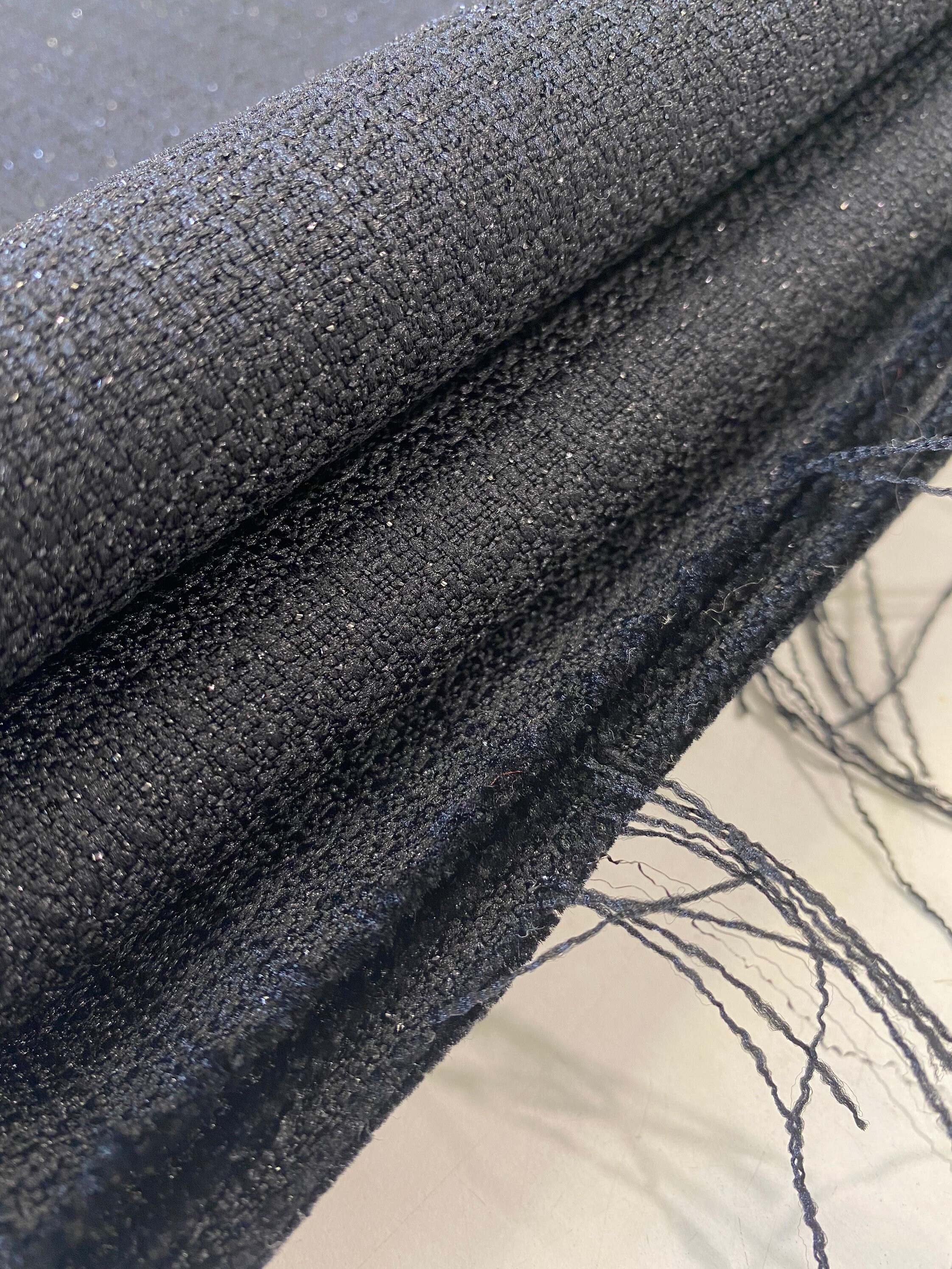 Black Vintage Wool Fabric/ Vintage Fabric / Gloss Wool Fabric / Solid