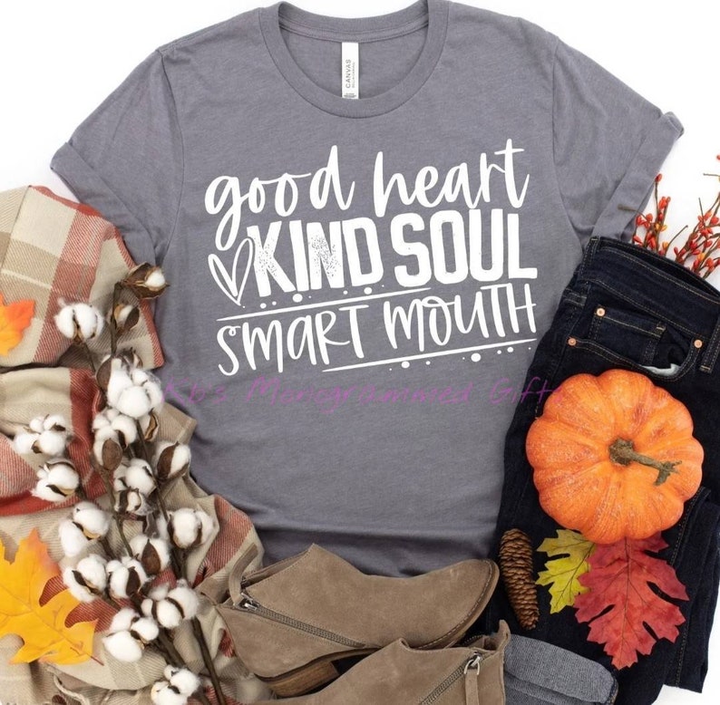 smart mouth tee Good heart screen print shirt kind soul graphic tee
