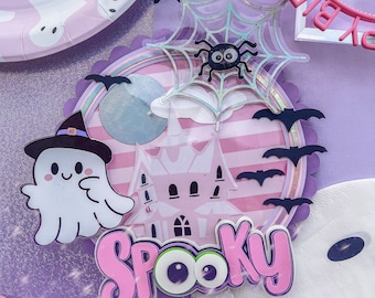Custom Ghost Cake Topper | Spooky Halloween Party Decor | Personalized Halloween Birthday Cake Decoration