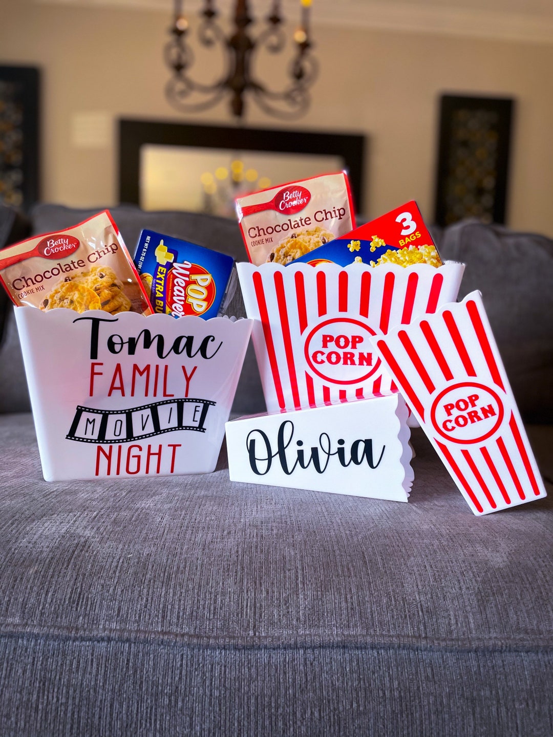 Personalized Popcorn Buckets Custom Family Giftteacher Appreciation Gift Movie Night Family Gift