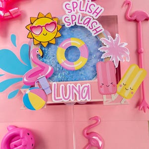 Pool party cake topper, teen girl birthday, splish splash pool party, summer bash party, summer girl birthday party, tropical summer party