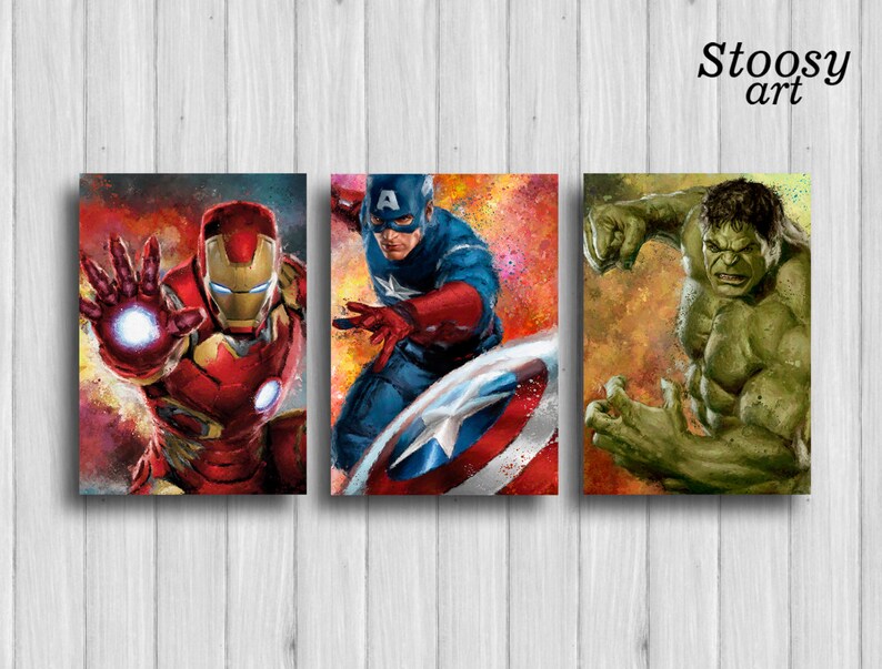 Avengers Poster Set Of 6 Wall Art Superhero Print
