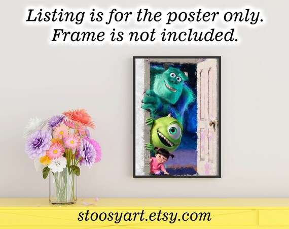 Boo Und Mike Und Sully Plakat Monster Inc Kindergarten Aquarell Kinder Wandkunst
