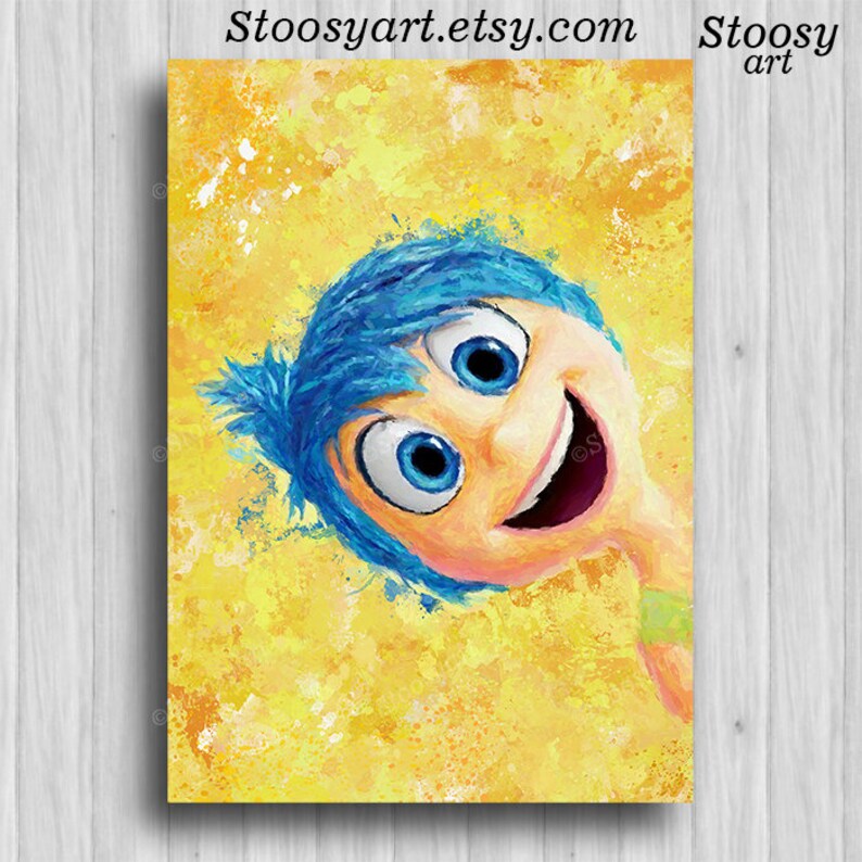 Inside out joy disney poster nursery watercolor art disney Etsy