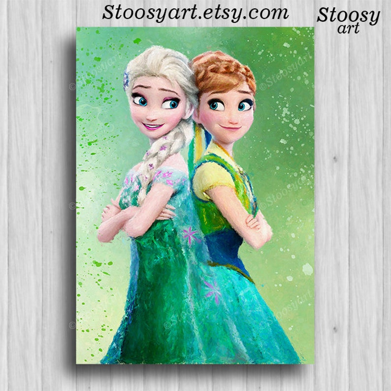 Elsa and anna frozen print disney frozen art disney princess | Etsy