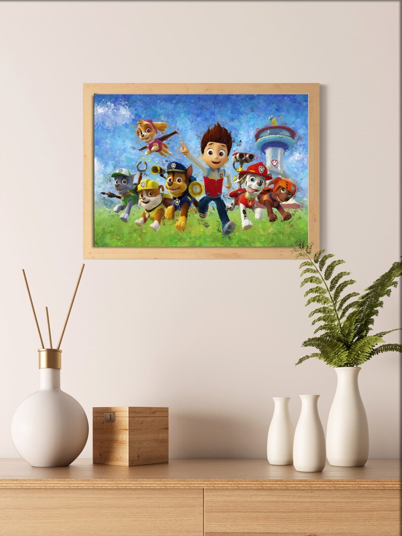 Paw patrol team poster paw patrol wall art paw room decor Etsy