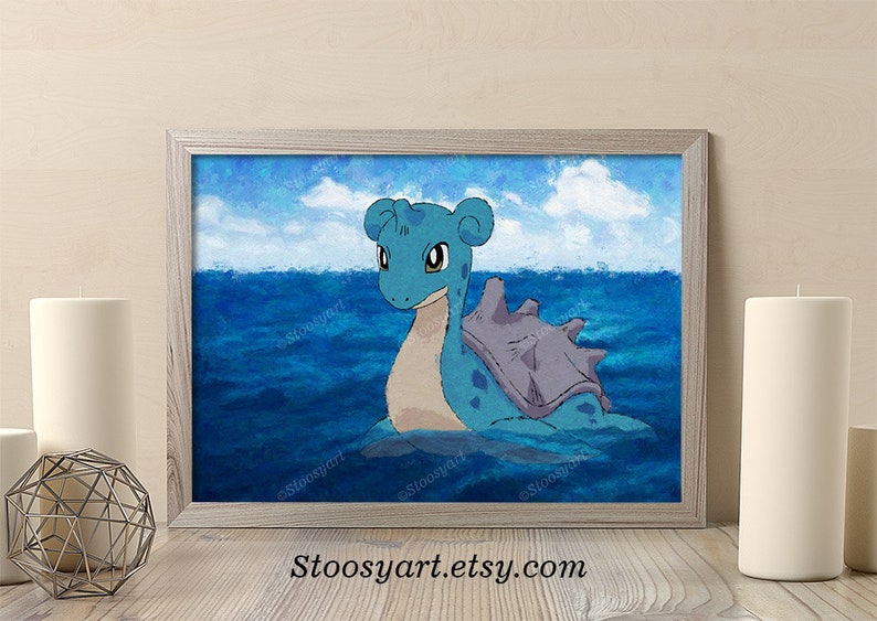 Lapras pokemon print anime poster pokemon gifts anime nursery Etsy