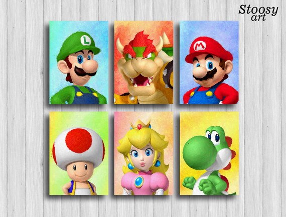 Super Mario Poster Set Of 6 Nintendo Art Mario Room Decor Super Mario Wall Decor