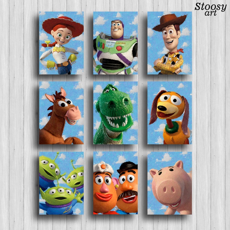 Toy story print set of 9 toy story room poster disney decor Etsy