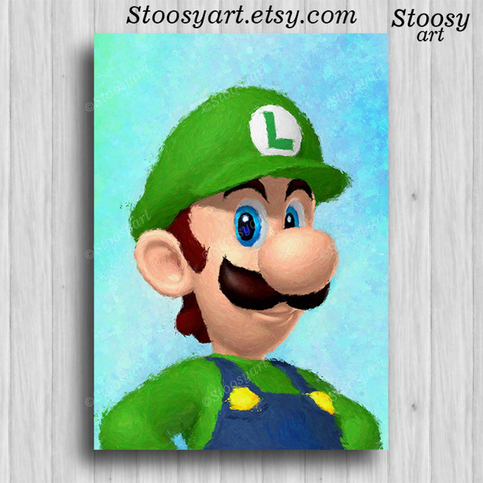 Luigi print mario wall art nintendo games super mario decor Etsy