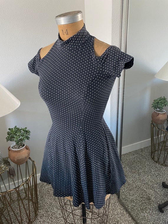 Vintage Form-Fitting Polka Dot Dress