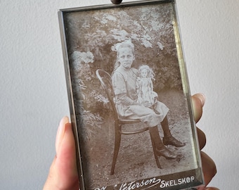 Antique Thick Beveled Glass Picture Frame