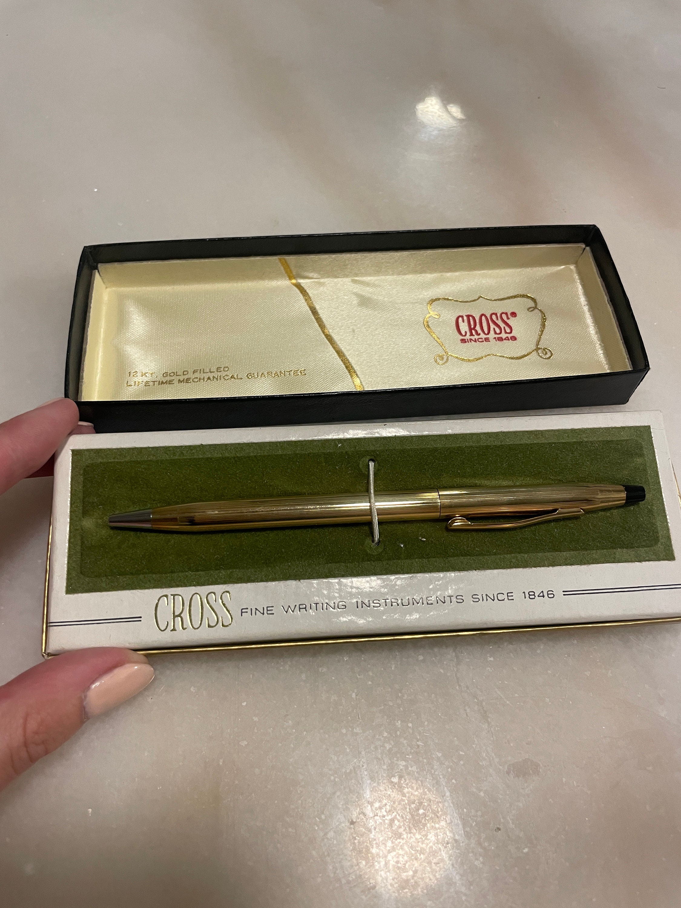 24k Gold Plated Shiny Cross Executive Ball Point Writing Pen & Pencil Set  Gift