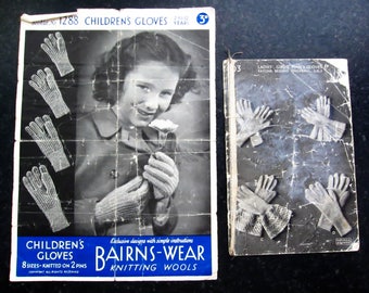 Vintage knitting pattern, NOT PDF, Glove knitting pattern, men's ladies children's paper pattern, knitted glove pattern, childrens gloves