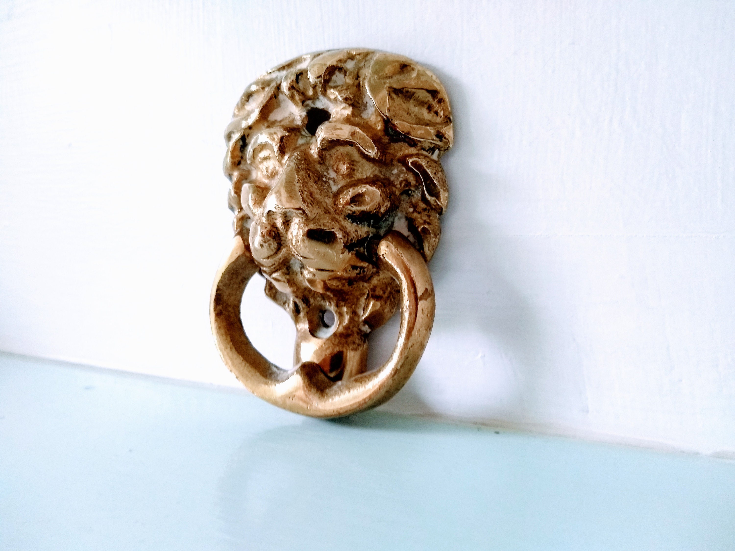 Lion Door Knocker Brass Lion Brass Door Knocker Door Furniture Vintage Door Knocker Lion