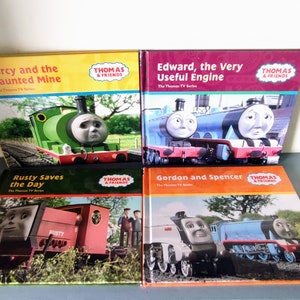 Thomas the Tank Engine book, Thomas and friends, Rusty saves the day, percy and the haunted mine,Gordon and Spencer,Edward the useful Engine