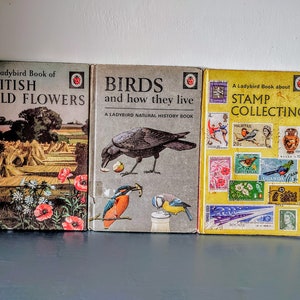 vintage ladybird books, Wild flowers, Birds, stamp collecting,
