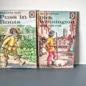 Ladybird book, vintage ladybird books,  Vintage Childrens books, Puss in Boots, Dick Whittington and his cat.