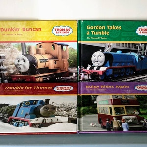 Thomas the Tank Engine book, Thomas and friends, trouble forThomas, Dunkin Duncan, Gordon takes a tumble, Bulgy rides again.