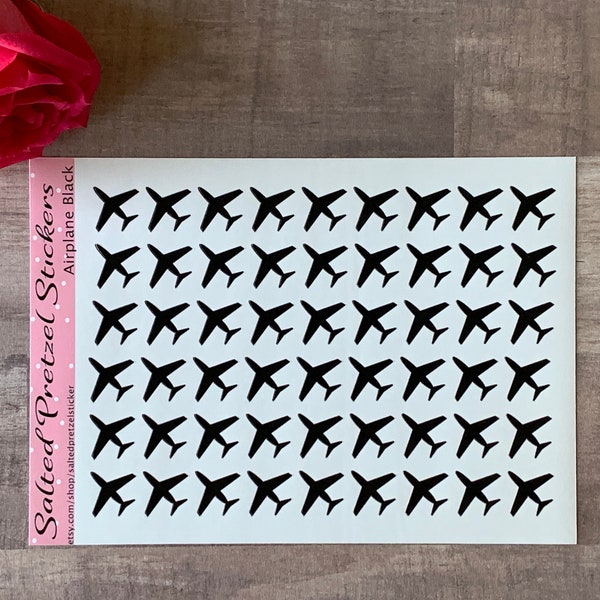 Airplane Stickers, Black Planner Airplane Stickers (5x7 sheet)