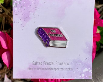 My Stickers Silver Enamel Pin, Pink and Purple Glitter