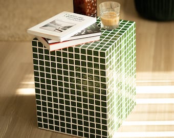 Tile table | Tiled cube | Coffee table |  Side table | Mosaic stand - 32cm/12.5"