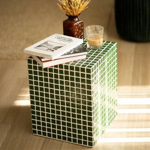 Tile table | Tiled cube | Coffee table |  Side table | Mosaic stand - 32cm/12.5&quot;