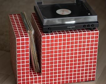 Handcrafted Red Tile unique Table for vinyl side table
