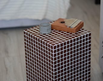 Tile table | Tiled cube | Coffee table |  Side table | Mosaic stand - 32cm/12.5"