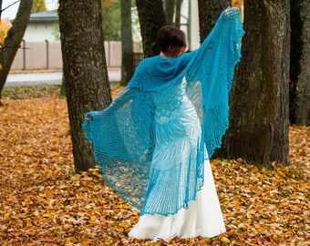 Hand knitted shawl, Round lace shawl, Wedding shawl, Knit mohair shawl, Beaded shawl, Bridal wrap, Round wedding lace shawl, Linen shawl