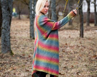 Rainbow Knit Hoodie - Etsy Ireland