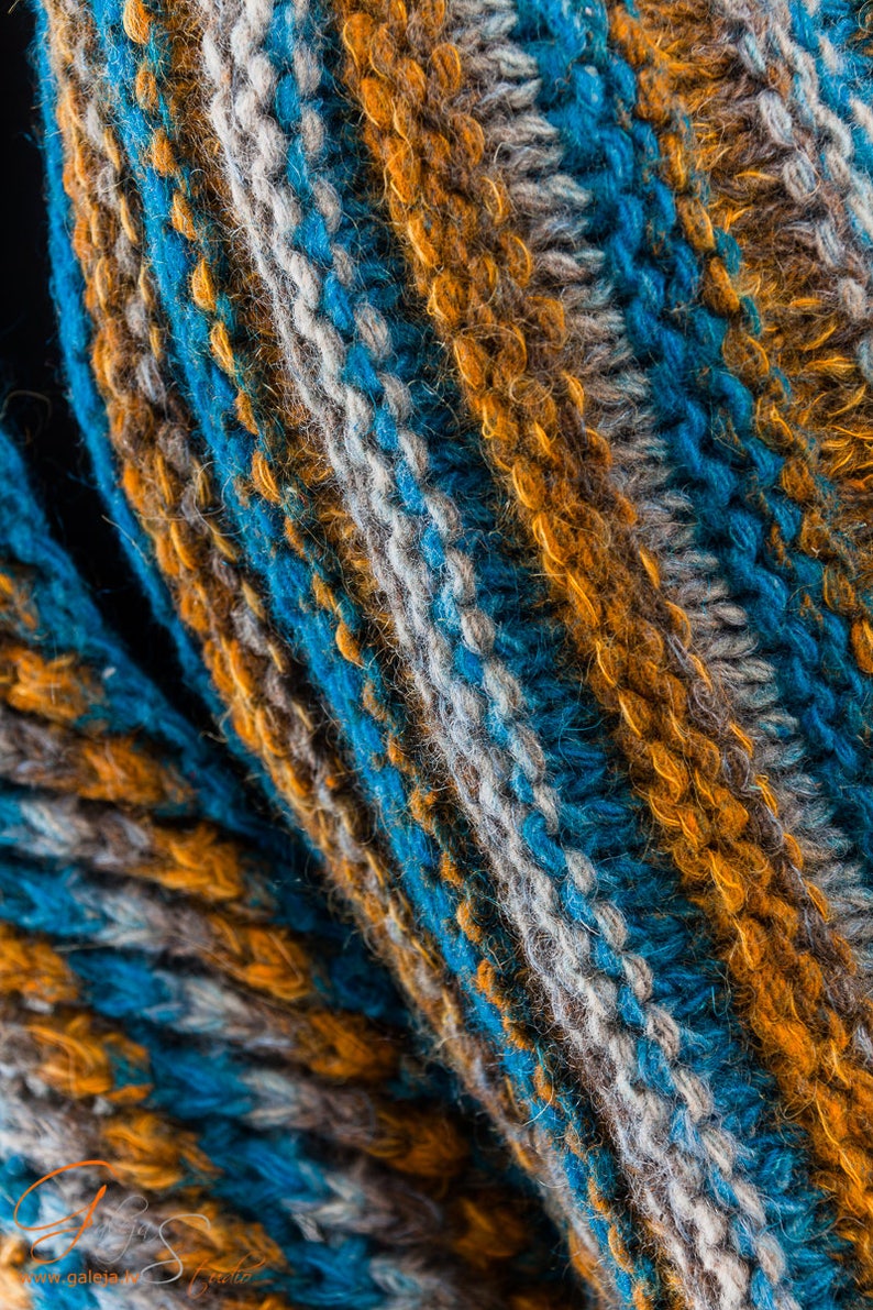 Loose knit infinity scarf Warm big scarf Rainbow seamless | Etsy