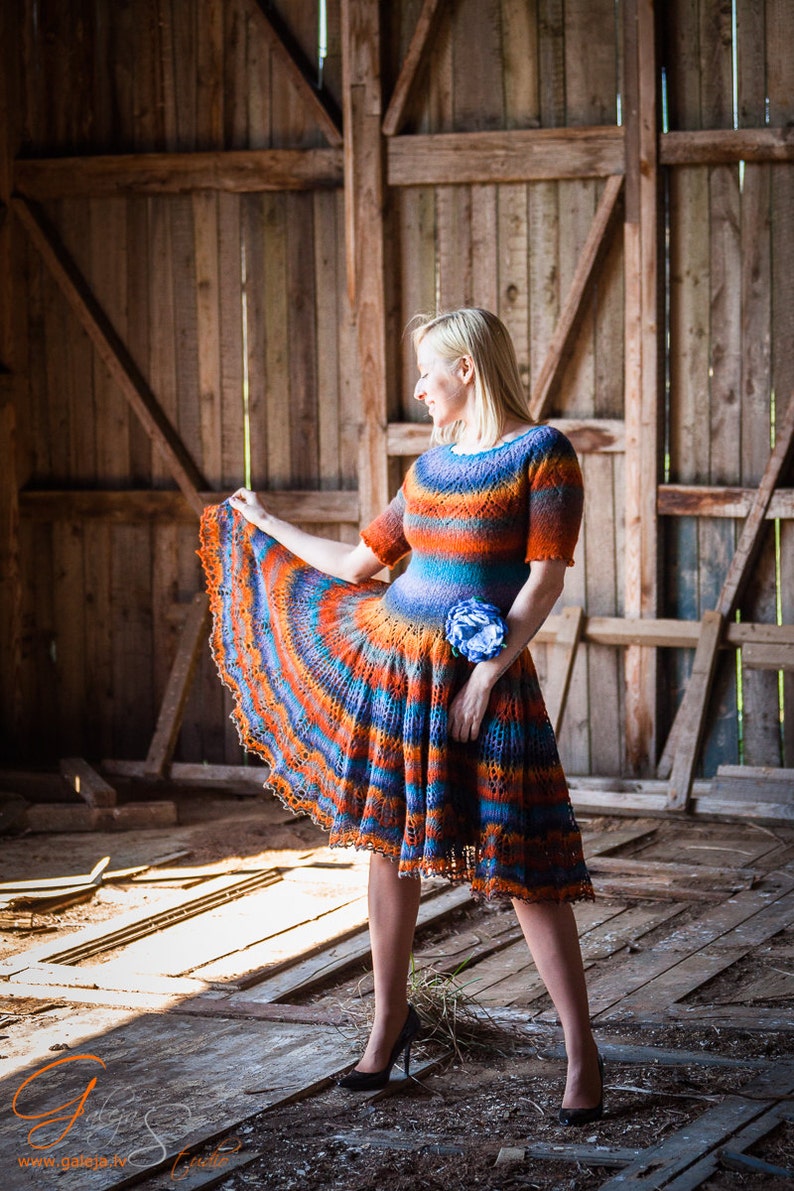 Boho knitted rainbow dress Fall winter wedding dress Rainbow Etsy