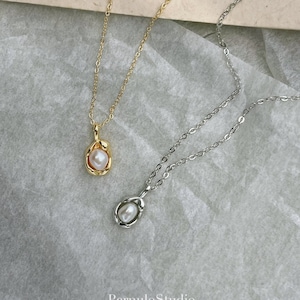 Petit collier de perles baroques AAAAA | Collier de perles Keshi d'eau douce délicates | Or 18 carats | minimaliste | Or et argent |