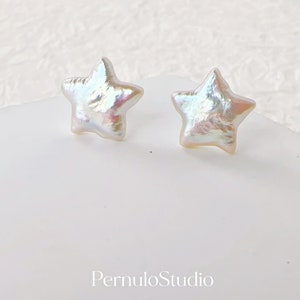 11-13mm | Star Baroque White freshwater Pearl Earrings Stud |  Cute Star Shape | bridesmaid gift | wedding earrings | Star Pearl Earrings
