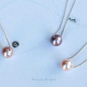Purple freshwater Pearl | Single Floating Pearl Necklace | Bridal necklace | Bridesmaids Gift, Wedding jewelry, Gift for her