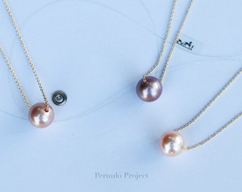 AAA freshwater Pearl, Single Floating Pearl Necklace, Bridal necklace, Bridesmaids Gift, Wedding jewelry, Gift for her