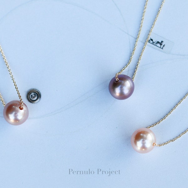 AAA freshwater Pearl, Single Floating Pearl Necklace, Bridal necklace, Bridesmaids Gift, Wedding jewelry, Gift for her