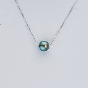 South Sea & Tahitian Pearl Floating Necklace, Genuine Natural Saltwater Pearl Pendant, Minimalist Luxury Jewelry, Mother's Gift image 4