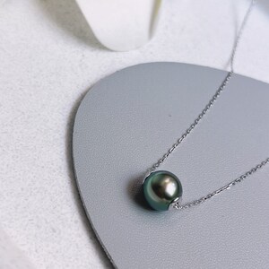 South Sea & Tahitian Pearl Floating Necklace, Genuine Natural Saltwater Pearl Pendant, Minimalist Luxury Jewelry, Mother's Gift image 8