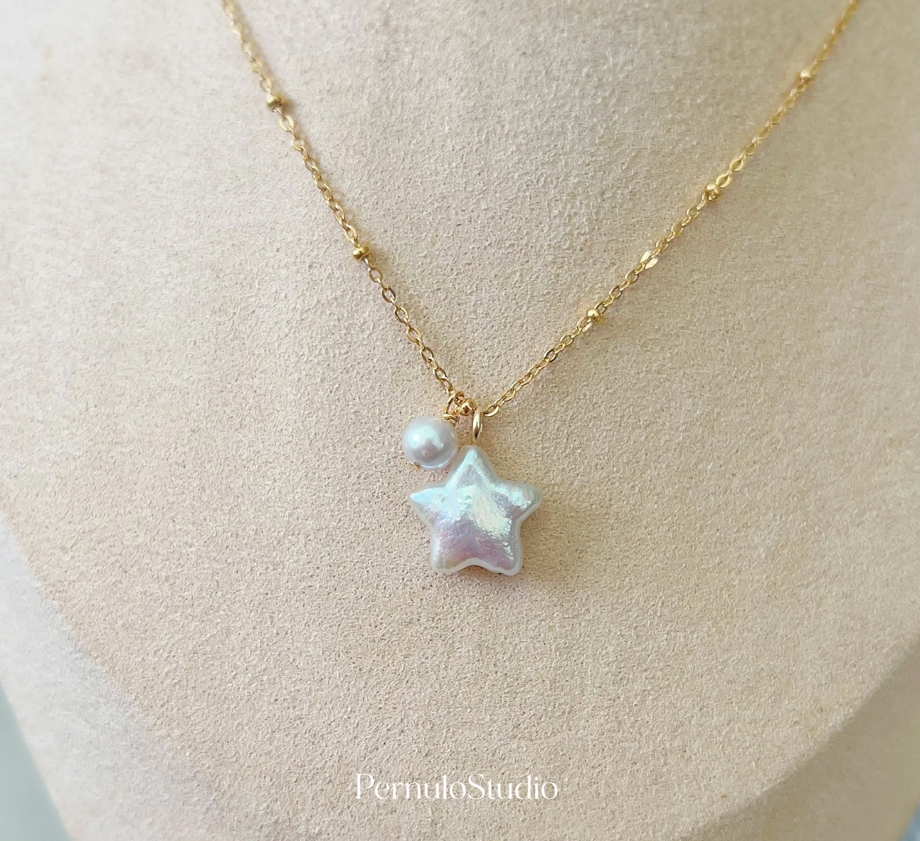 Baroque Star Pearl Necklace: S925 Silver, 18k Gold Plated