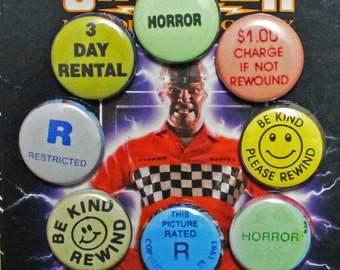 Handmade Accessory 1in Pinback Button VHS Tape Pin Badge Button Illustrated Pin