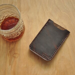 Porte-cartes Simple en Cuir Horween Bordeaux pour Homme