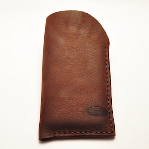 Custom-sized Simple Leather Phone Case / iPhone Pouch / Mobile Sleeve in Dark Brown Full Grain Leather image 2